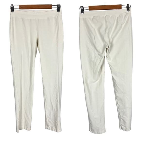 EILEEN FISHER Women's XS White Stretch Crepe Slim Ankle Pull On Office Pants - Picture 1 of 9